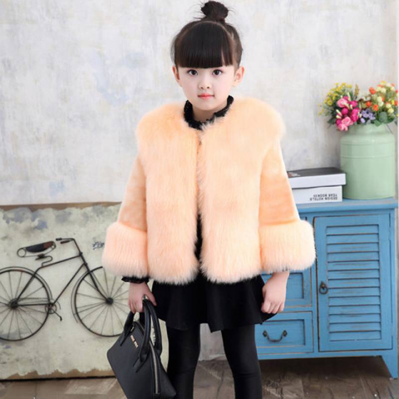 Girls' New Fox Fur Thickened Cotton Coat