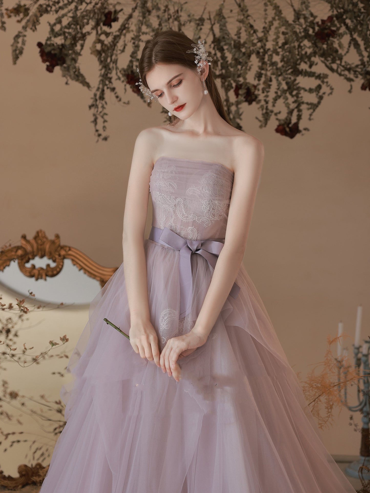 Dîner de fête violet robe bustier tubulaire robe de mariée