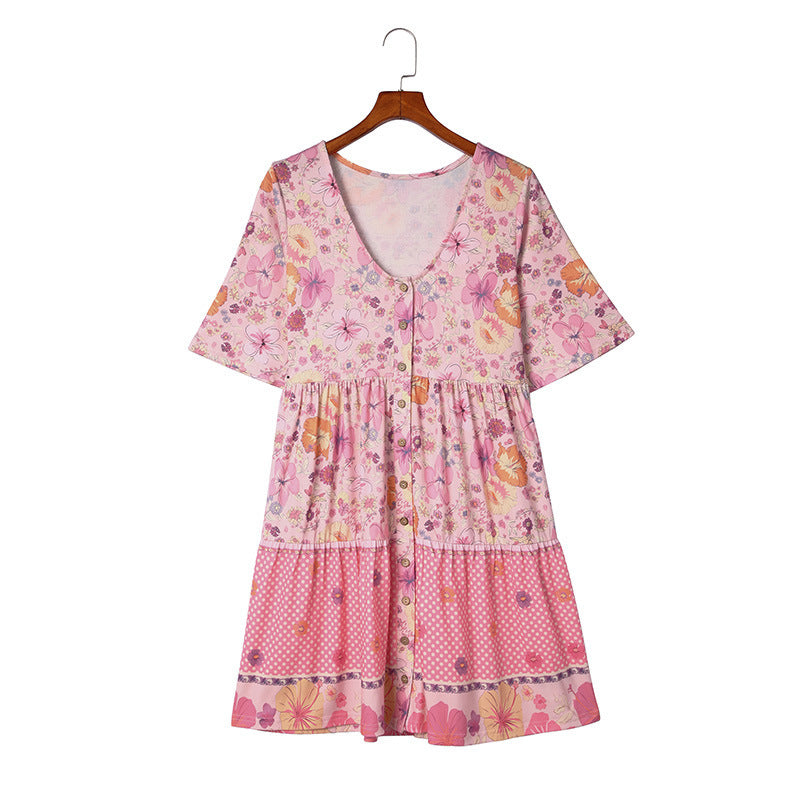 Robe à manches courtes et imprimé floral Vêtements pour femmes