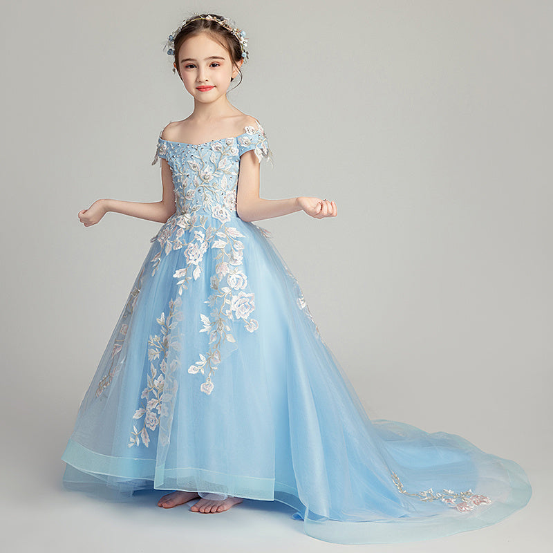 Vestido de princesa con cola para niños de sueño atmosférico