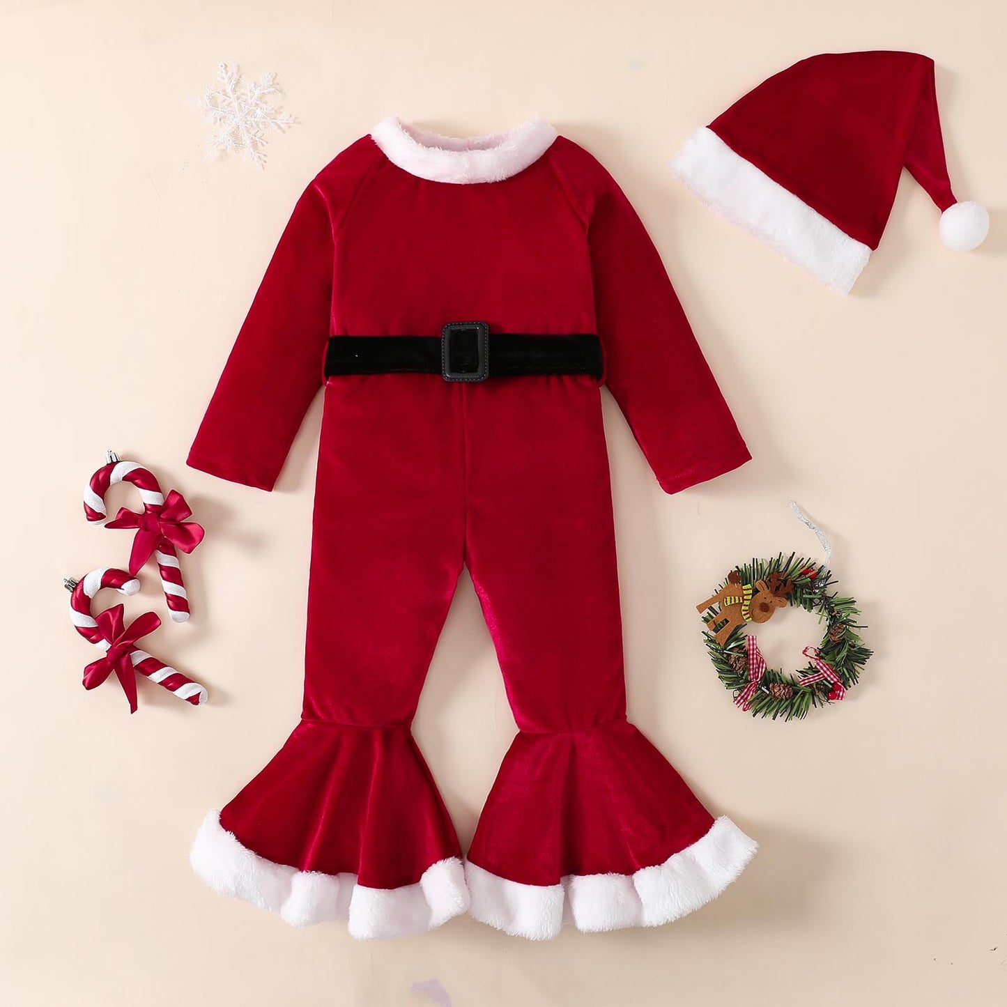 Robe évasée de Noël à manches longues pour fille