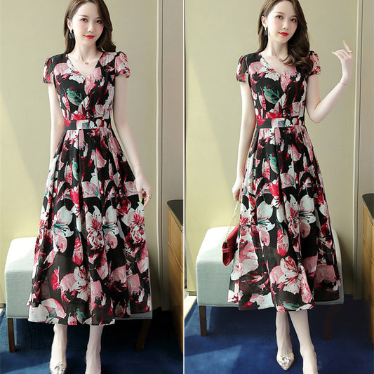 Temperament Waist-controlled Gentle Floral Dress