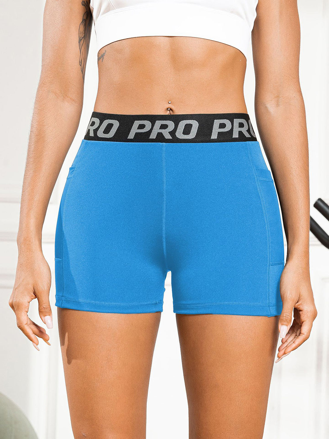 Elastic Waist Active Shorts with Pockets