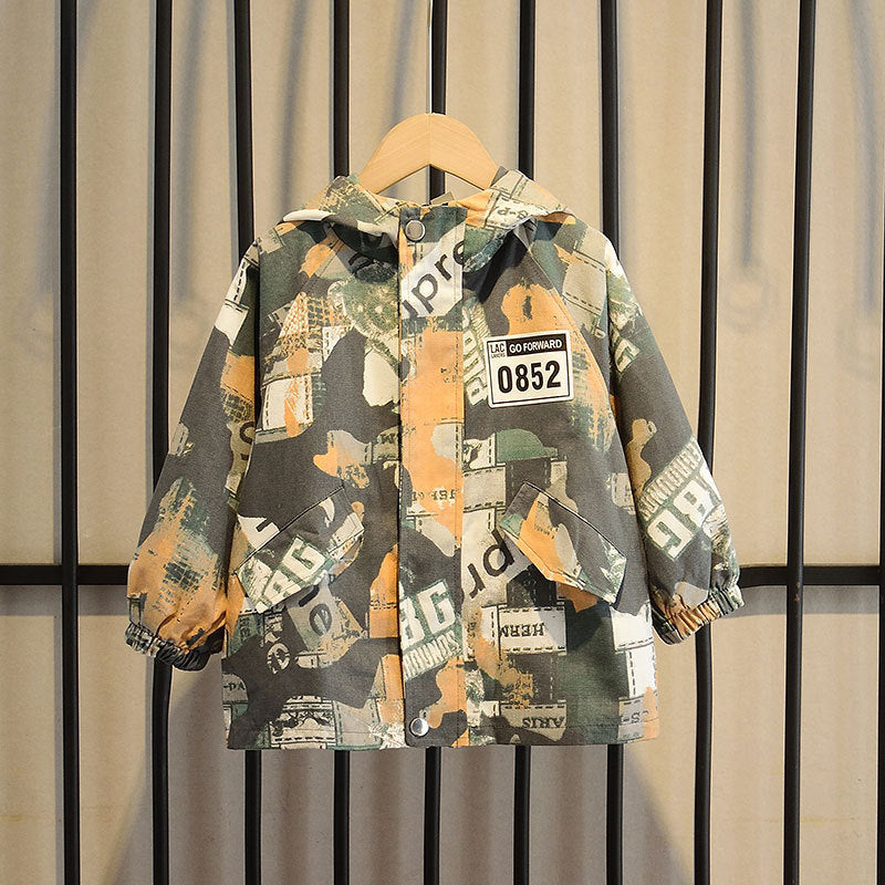 Boys' Autumn Korean Casual Hooded Camouflage Jacket