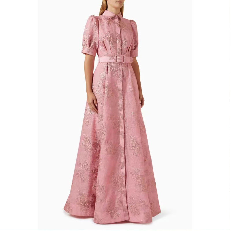 Robe élégante européenne française d'été rétro gracieuse à la mode robe maxi slim fit