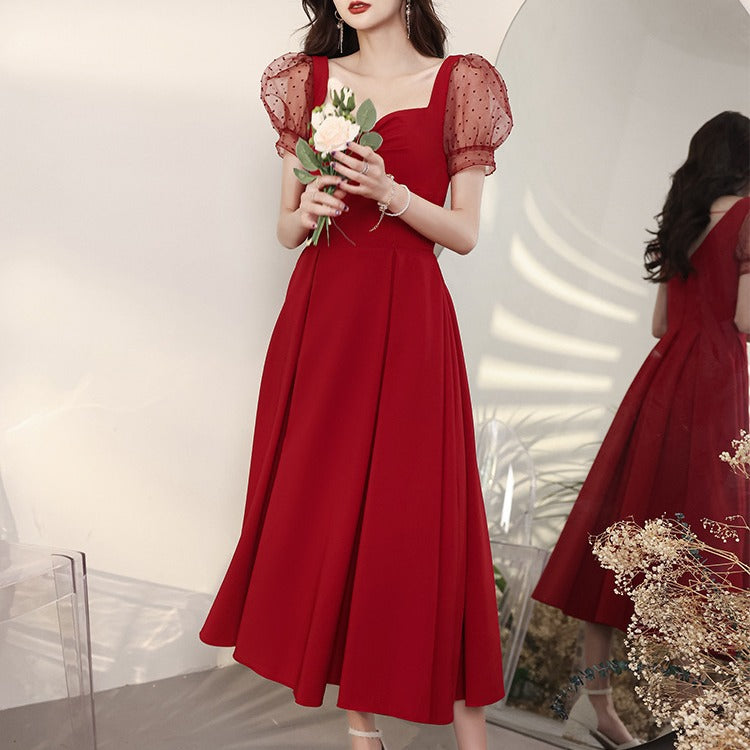 Bridal Toast Wine Red Wedding Engagement Elegant Dress