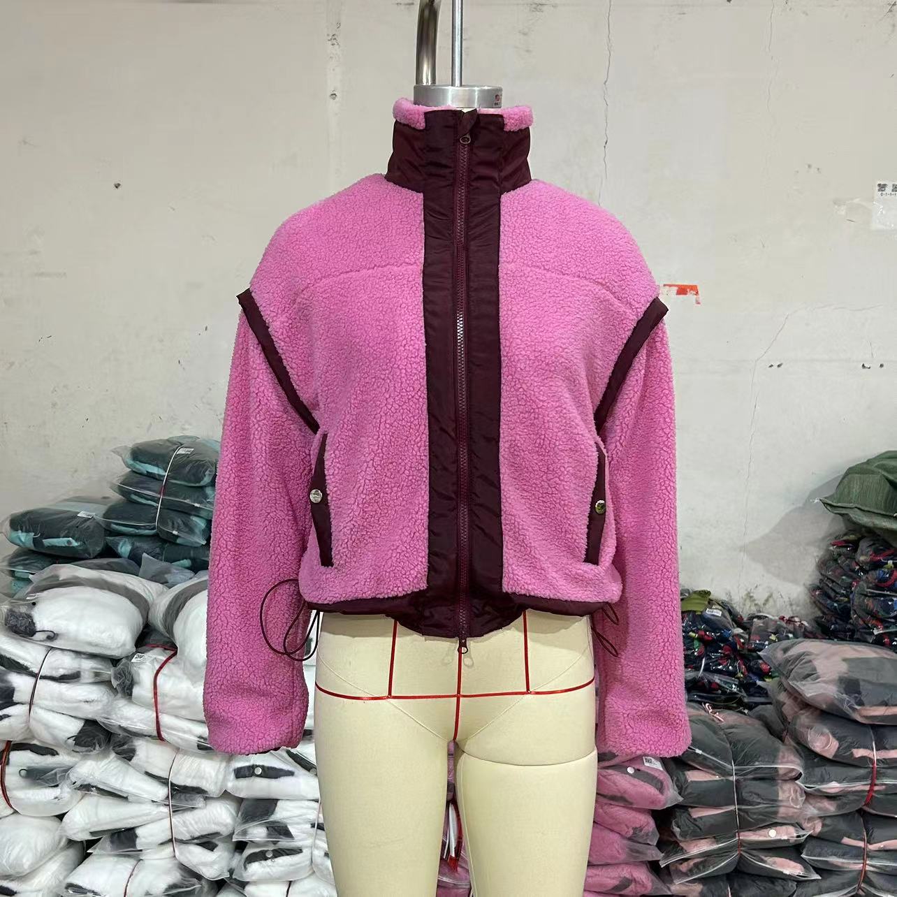 Chaqueta de cuello alto para otoño e invierno, abrigo tipo cárdigan de lana de cordero para exteriores, abrigo con cremallera