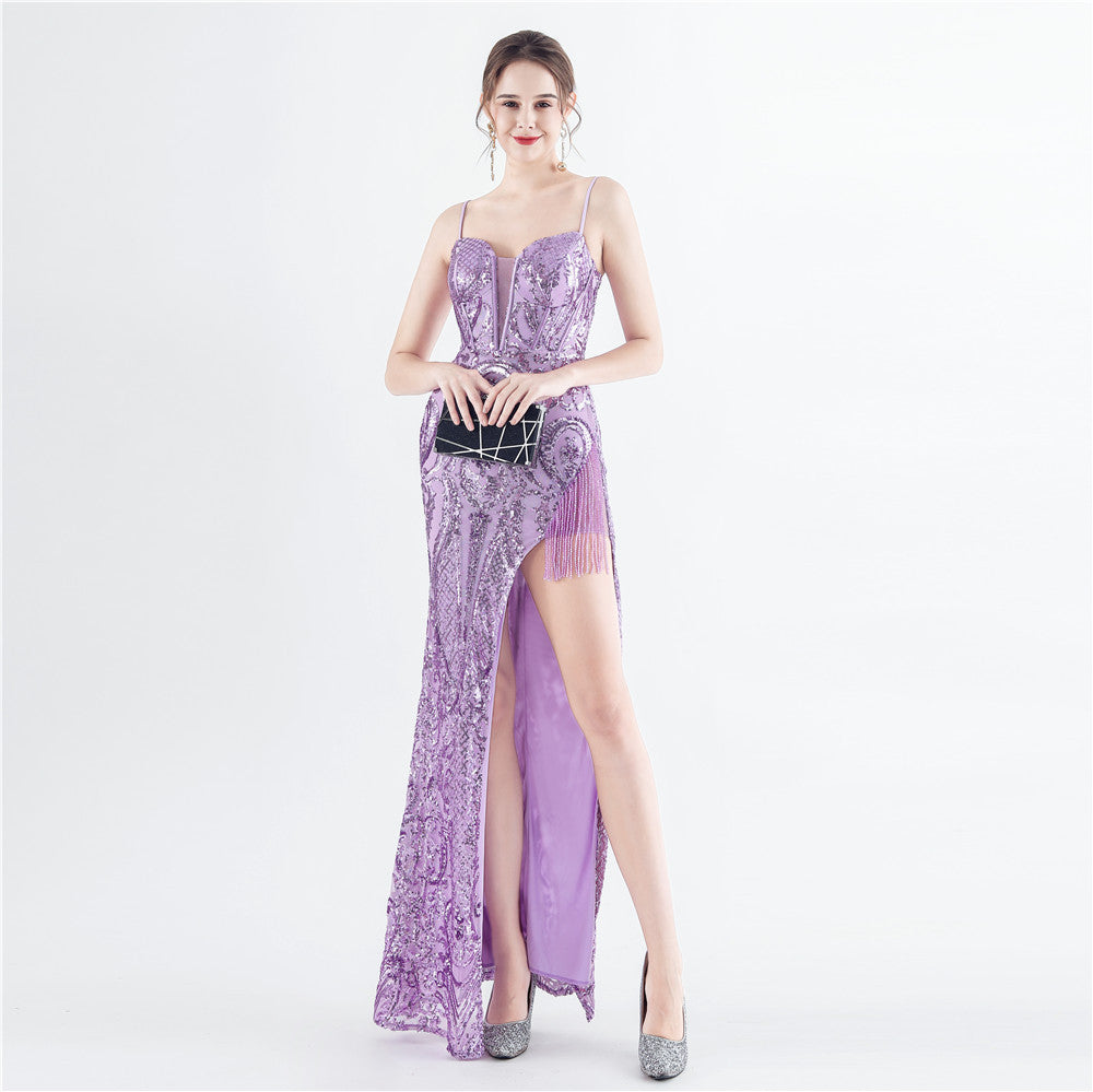 Handmade Beaded Positioning Floral Sequ High End Boning Corset Evening Dress