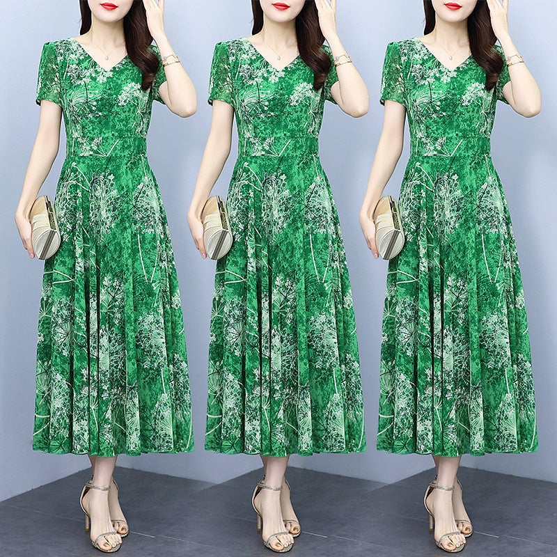 Robe florale en mousseline de soie printemps et automne