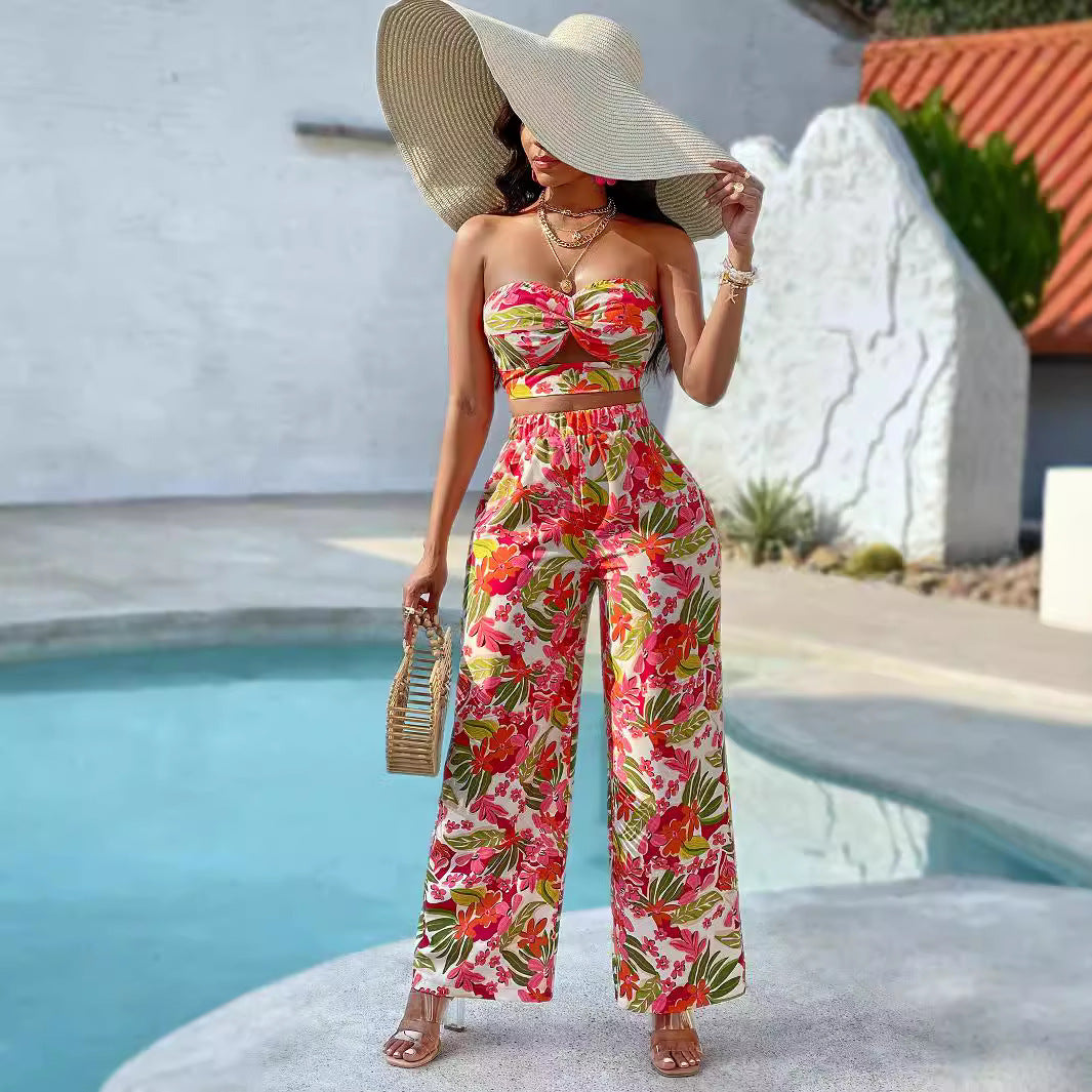 Ropa de mujer Primavera Verano Conjunto casual con estampado floral