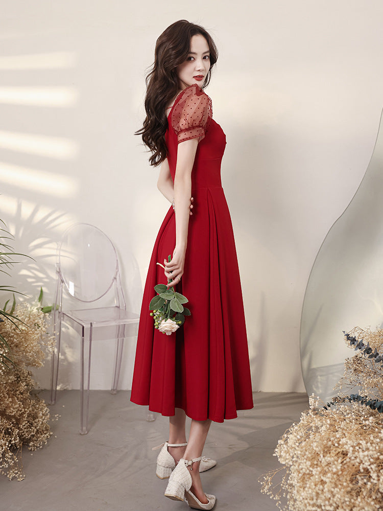 Bridal Toast Wine Red Wedding Engagement Elegant Dress