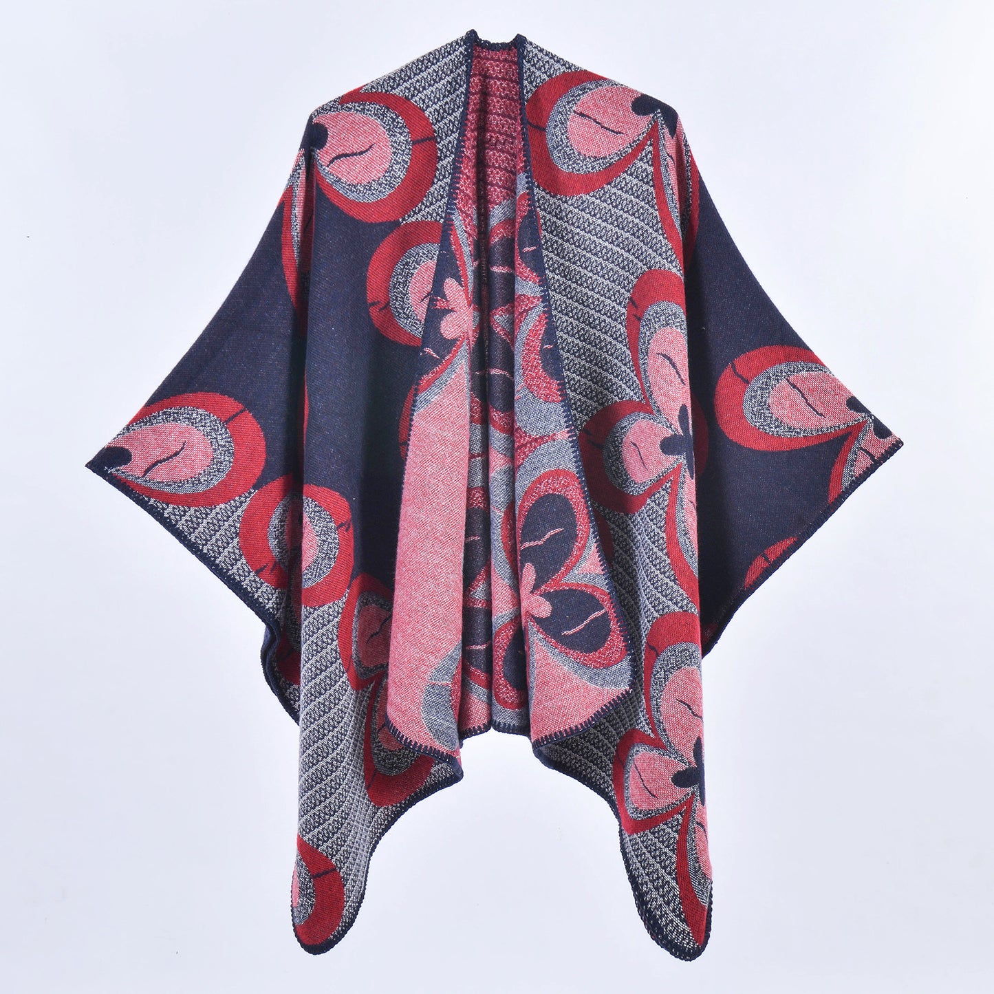 Women Split Thickened Warm Shawl Cloak Cardigan Outer Wear Office Warm Shawl