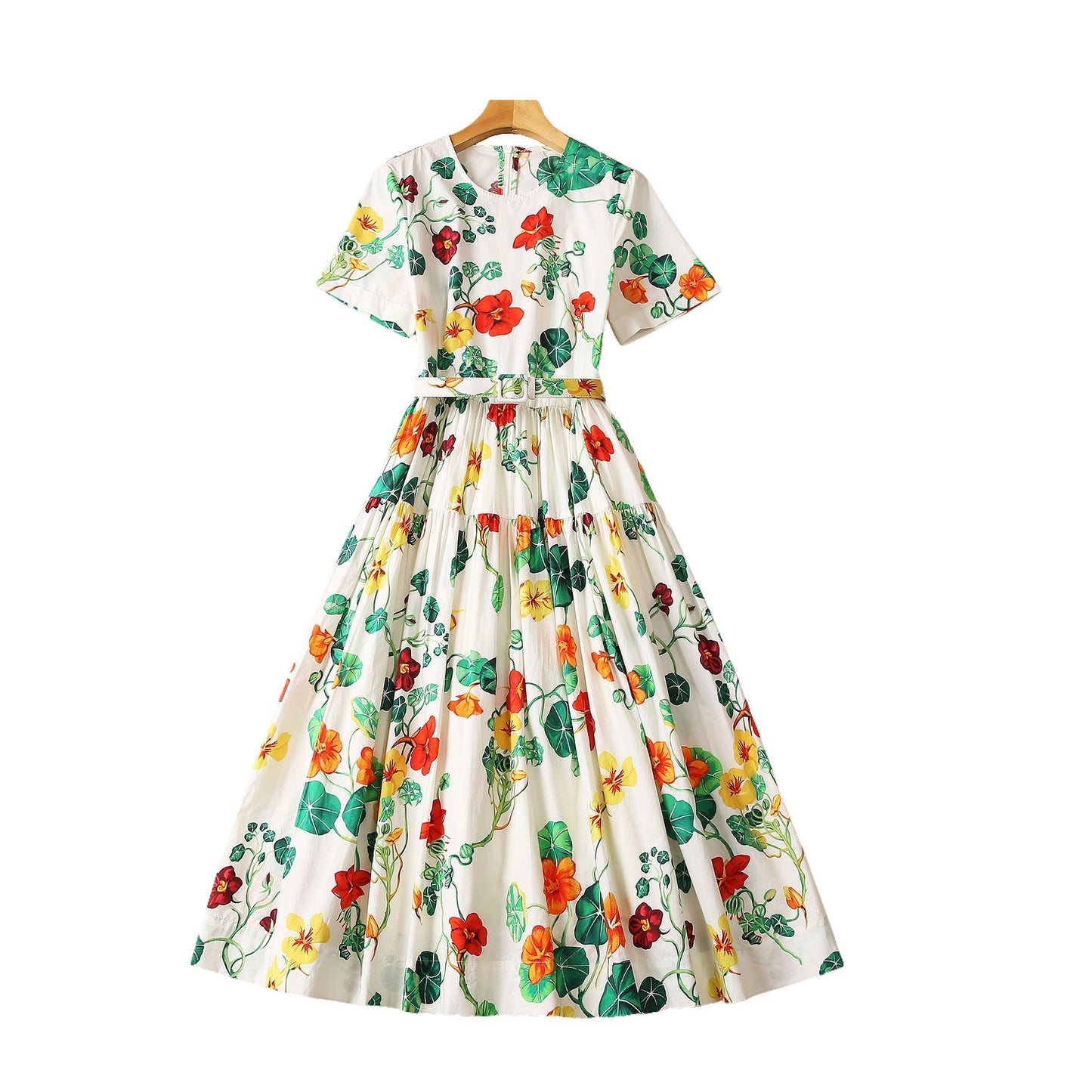 Robe à imprimé floral en coton à manches courtes