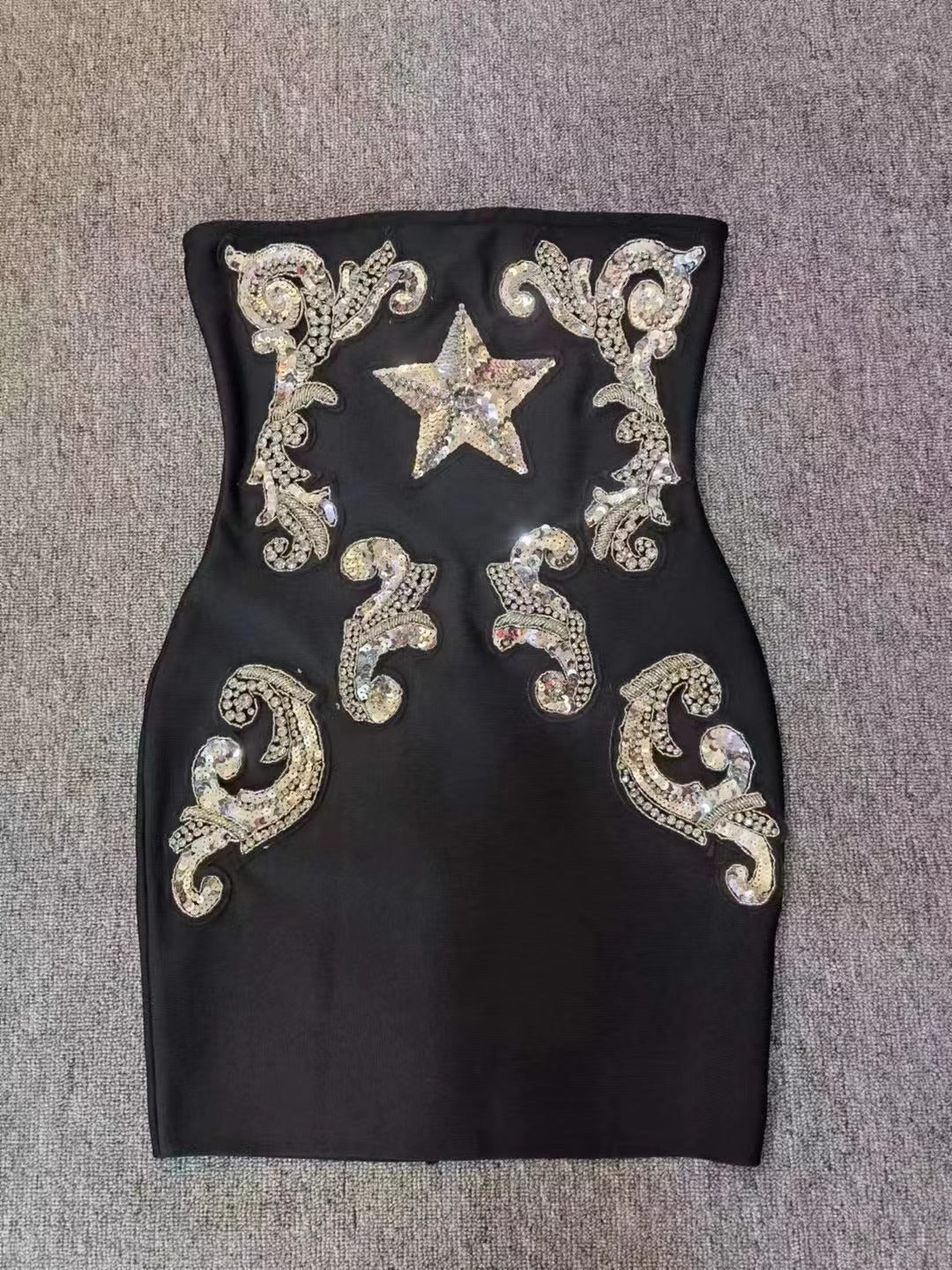 Vestido tubo sexy con cuentas y lentejuelas