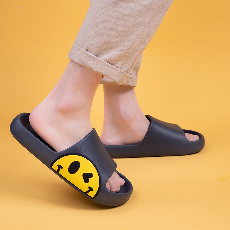 Cute Smiley Face Home Girls Boys Couple Parent-Child Summer Cartoon Smiley Sandals