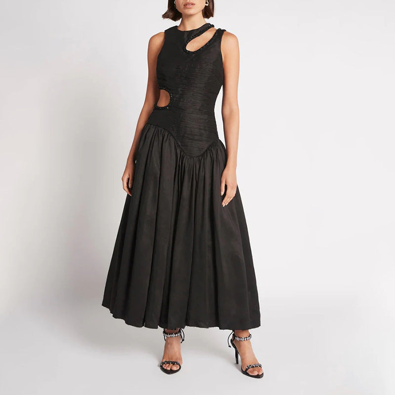 Robe Maxi plissée, Design minoritaire, ajourée, découpée, taille haute, Slim, amincissante, vêtements pour femmes