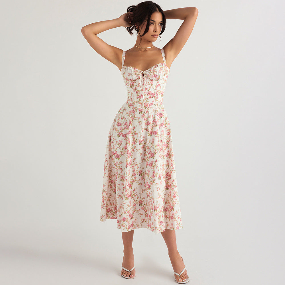 Fashion Floral Skirt Vacation Style Sling Dress