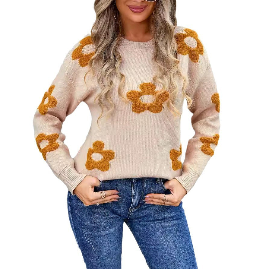 Otoño Invierno Mujer Suéter Mujer Floral Personalidad Suéter