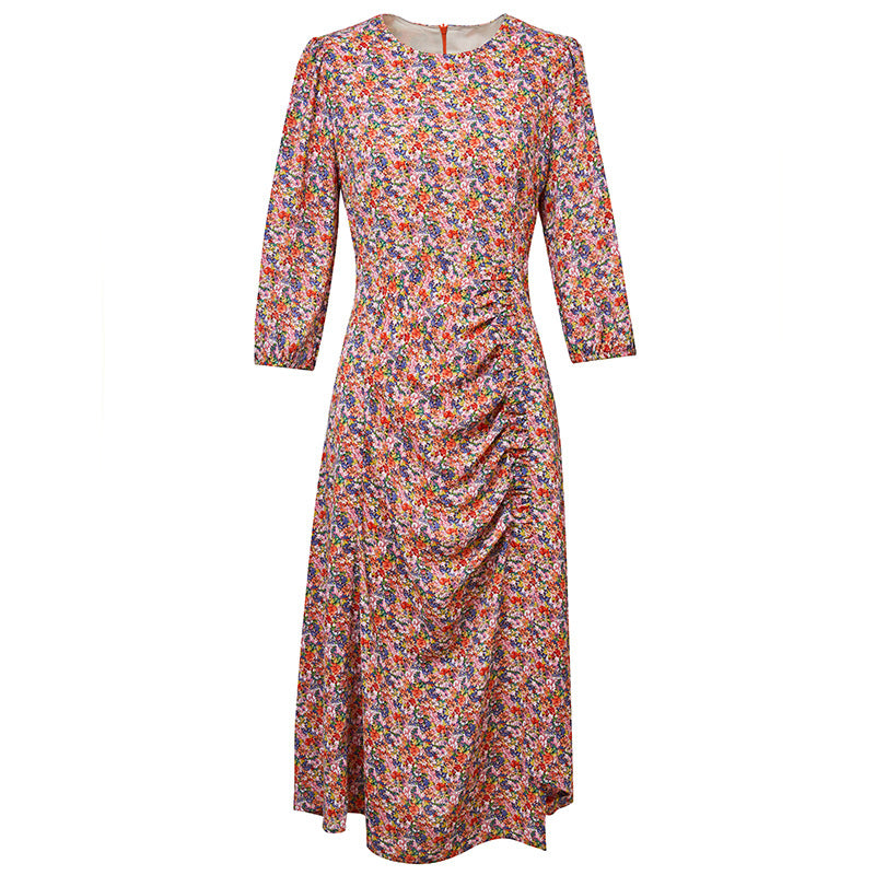 Robe pour femmes printemps été français avancé rétro coréen col carré romantique à fleurs