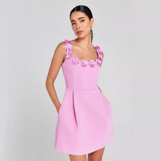 Vestido de verano con tirantes y estampado floral para mujer, informal