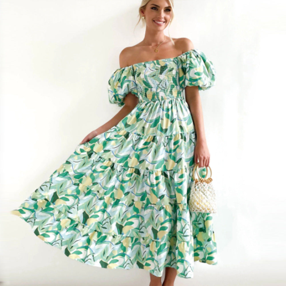 Women's Clothing Floral-print Off-shoulder Loose Dress