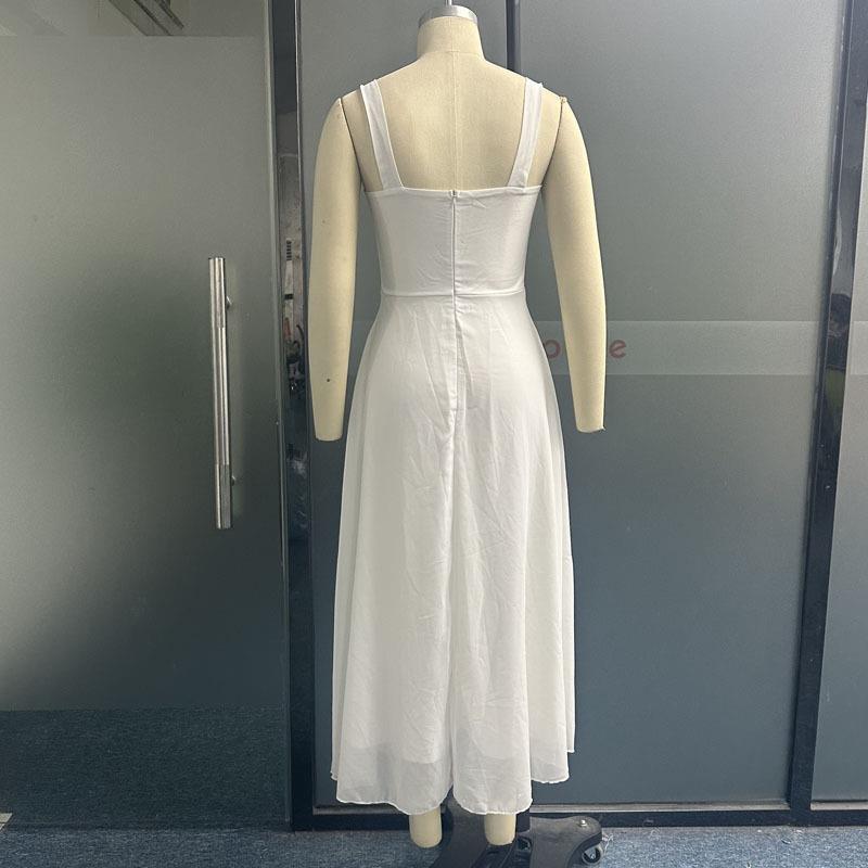 Robe à la mode pour femmes, col carré, fronde, tempérament, taille contrôlée