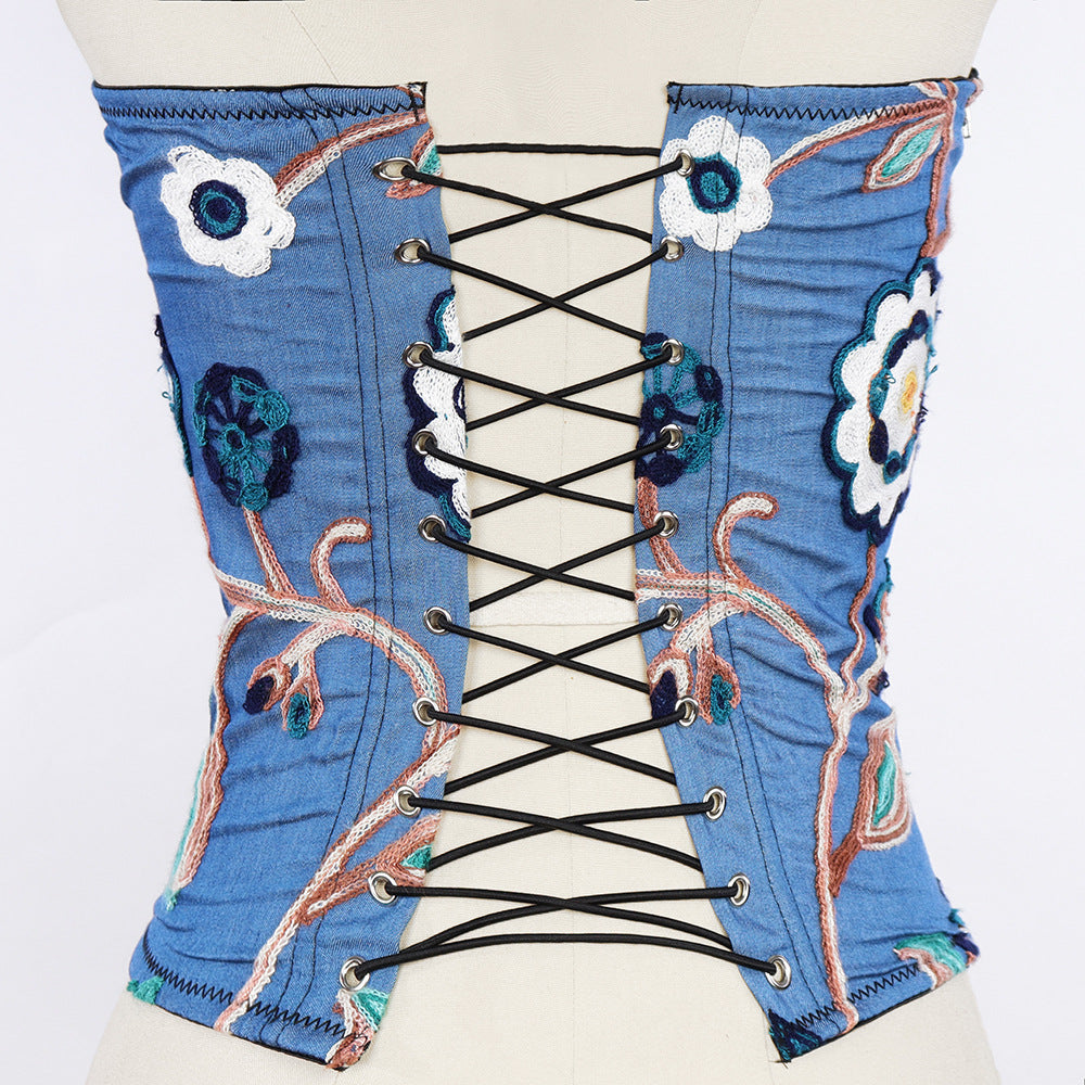 Gilet en dentelle tendance et cool pour femme, gilet à taille cintrée, corset sexy à bretelles serrées