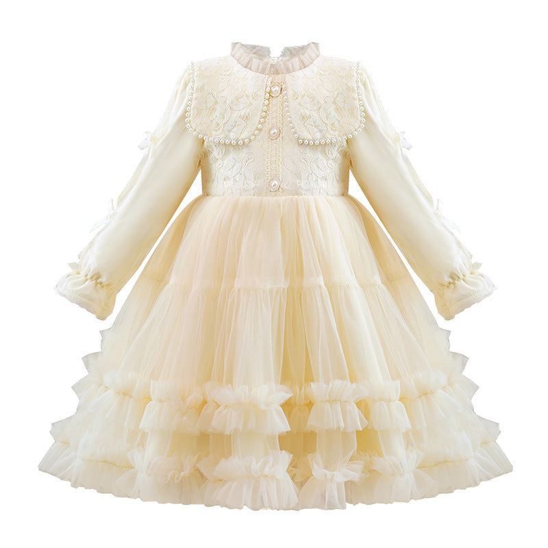 Robe Fille Style Occidental Tulle Tutu Manches Longues