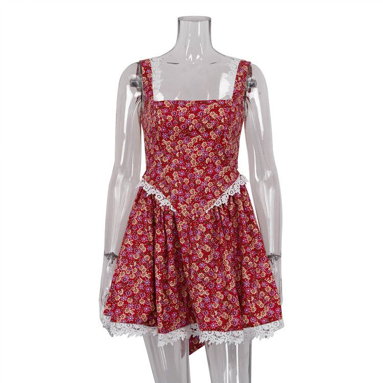 Robe d'été sexy dos nu pour femme, vêtement de vacances, patchwork, motif floral