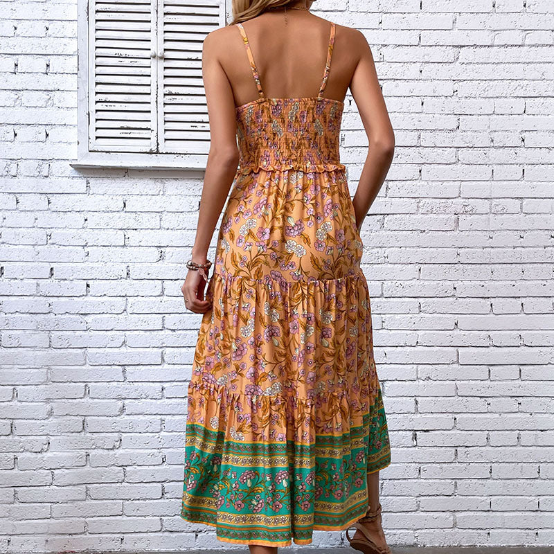 Vestido de verano con tirantes y estampado para mujer