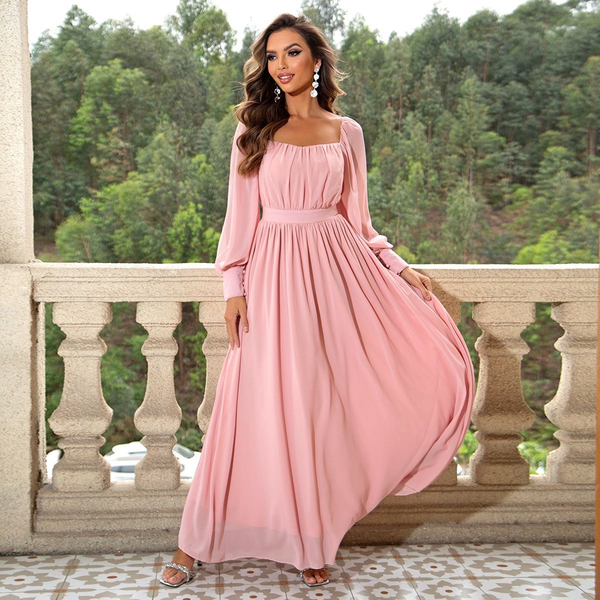 Robe longue de soirée élégante, douce, simple, mignonne, fraîche et douce