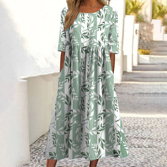 Vestido suelto con estampado floral de moda para mujer