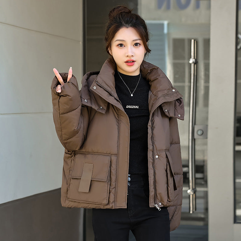 down Cotton Jacket Women Hooded Short Cotton Coat Loose Winter Cotton Padded Jacket Thickened