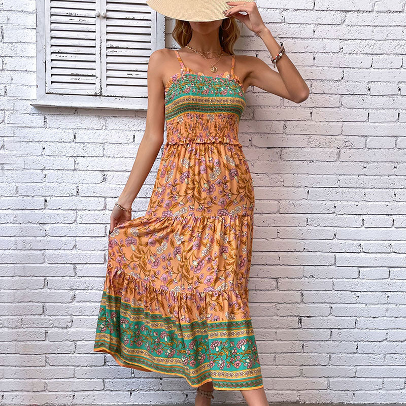 Vestido de verano con tirantes y estampado para mujer