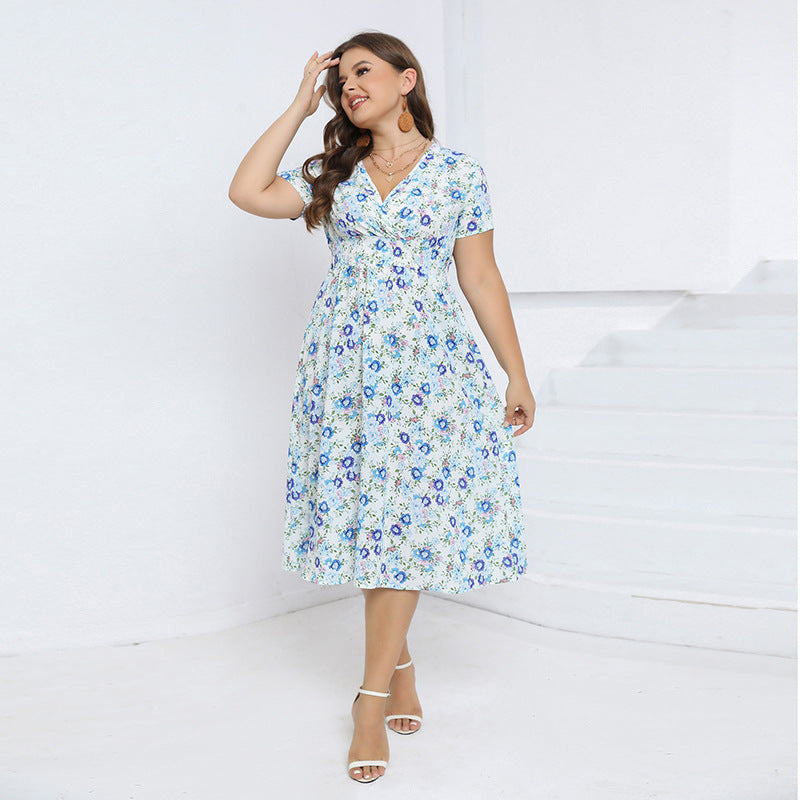 Robe en mousseline de soie à taille élastique pour filles, robe florale