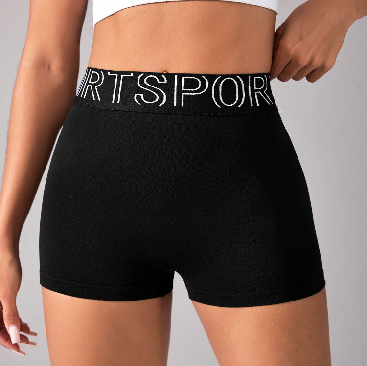 Lettre élastique graphique Jacquard taille sans couture sport Yoga bibliothèque à trois points course à pied séchage rapide respirant pêche hanche Shorts