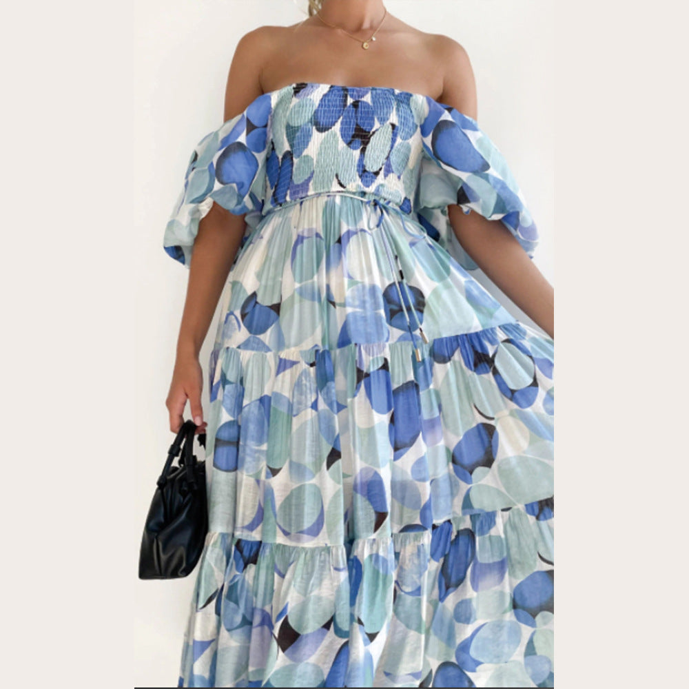 Women's Clothing Floral-print Off-shoulder Loose Dress