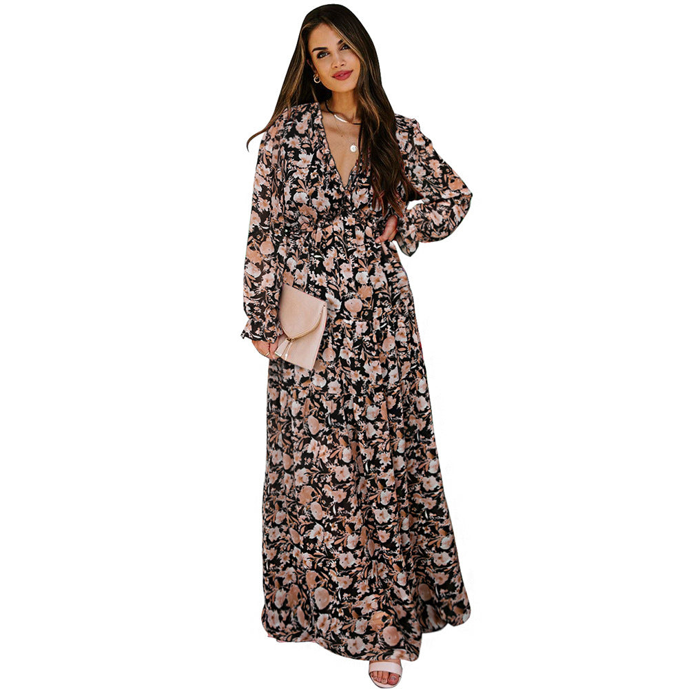 Vestido de tul con flores para mujer Vestido de gasa informal holgado para mujer