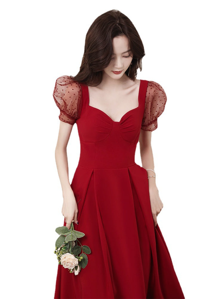 Bridal Toast Wine Red Wedding Engagement Elegant Dress