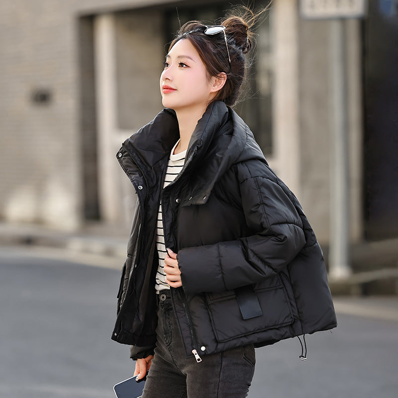 down Cotton Jacket Women Hooded Short Cotton Coat Loose Winter Cotton Padded Jacket Thickened