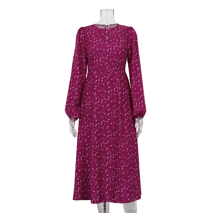 Women's Floral Dress With Long Sleeves