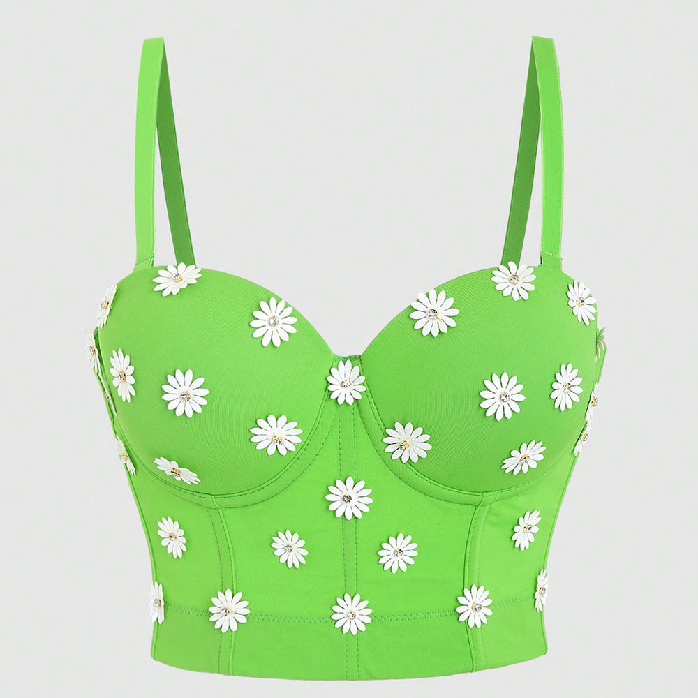 Little Daisy Fresh Boning Corset Bra French Women Jewelry Cute Sweetheart Small Sling Outerwear Vest Sexy