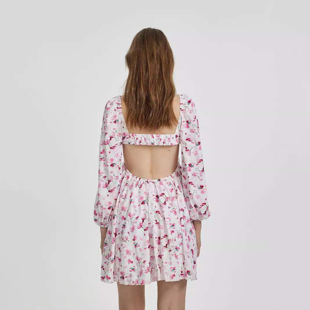 Robe élégante taille haute à imprimé numérique pour femme, automne