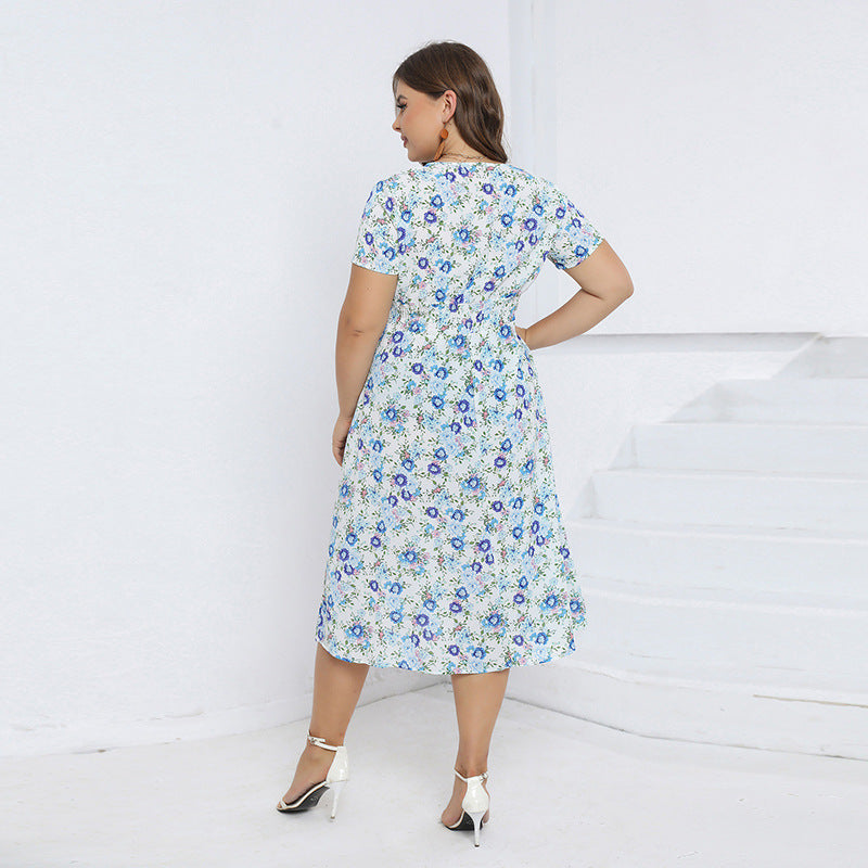 Robe en mousseline de soie à taille élastique pour filles, robe florale