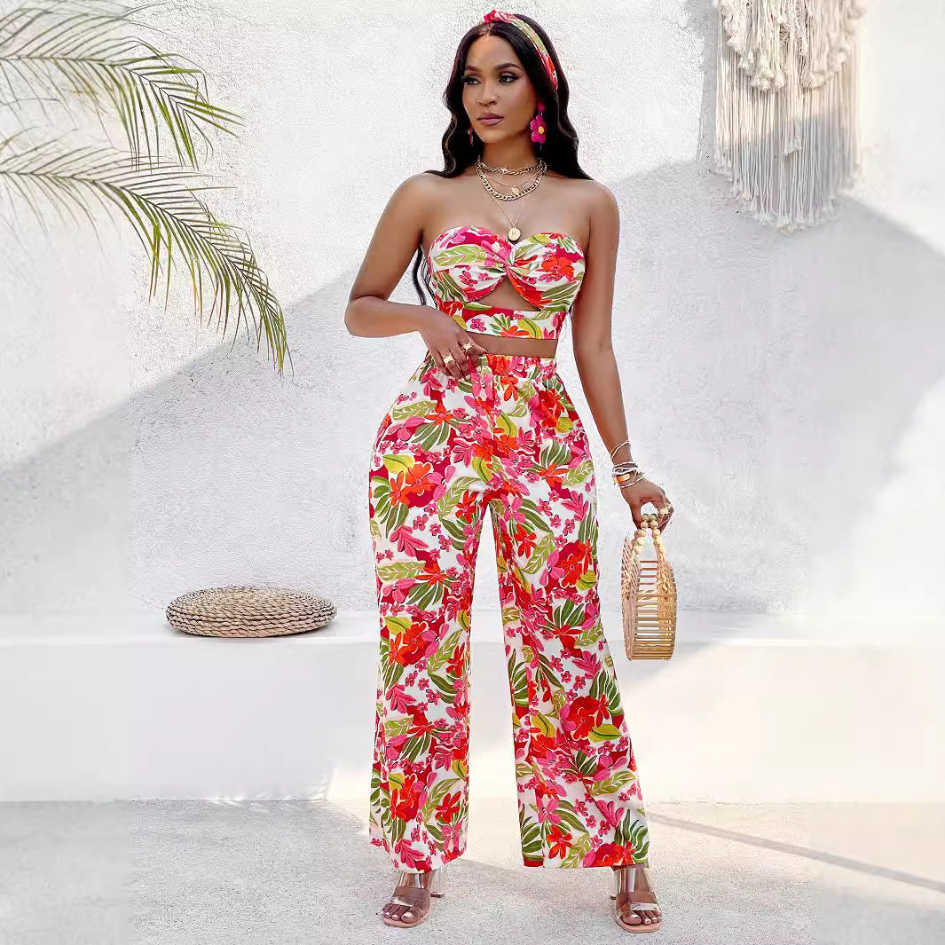 Ropa de mujer Primavera Verano Conjunto casual con estampado floral