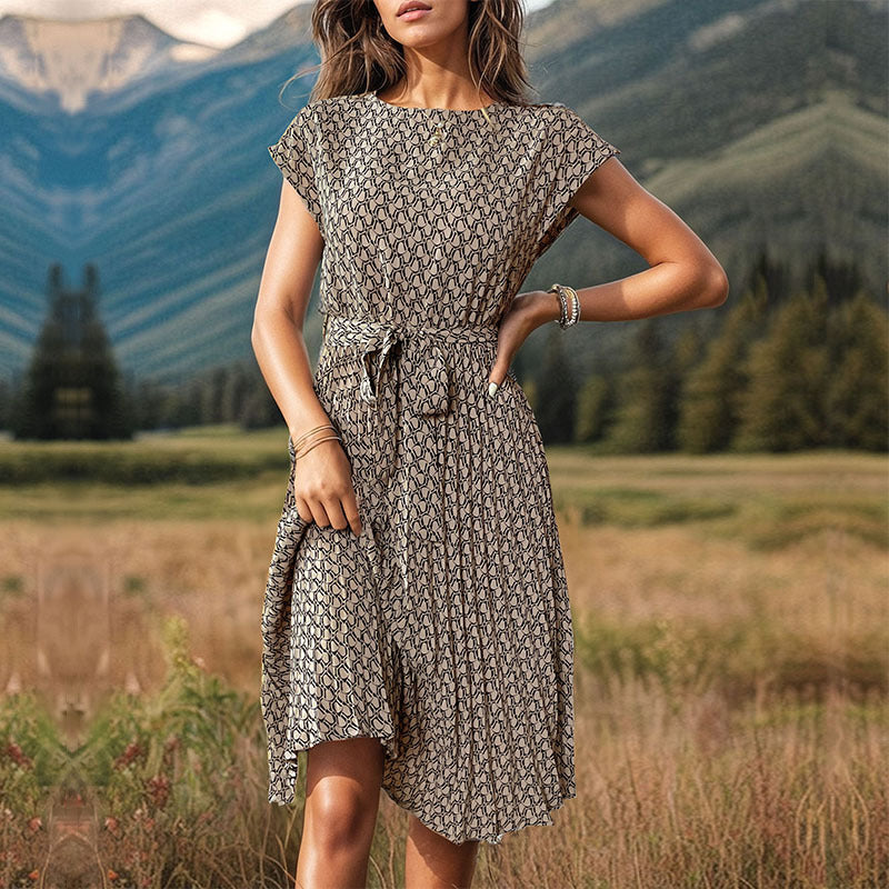 Vestido plisado estampado de verano para mujer