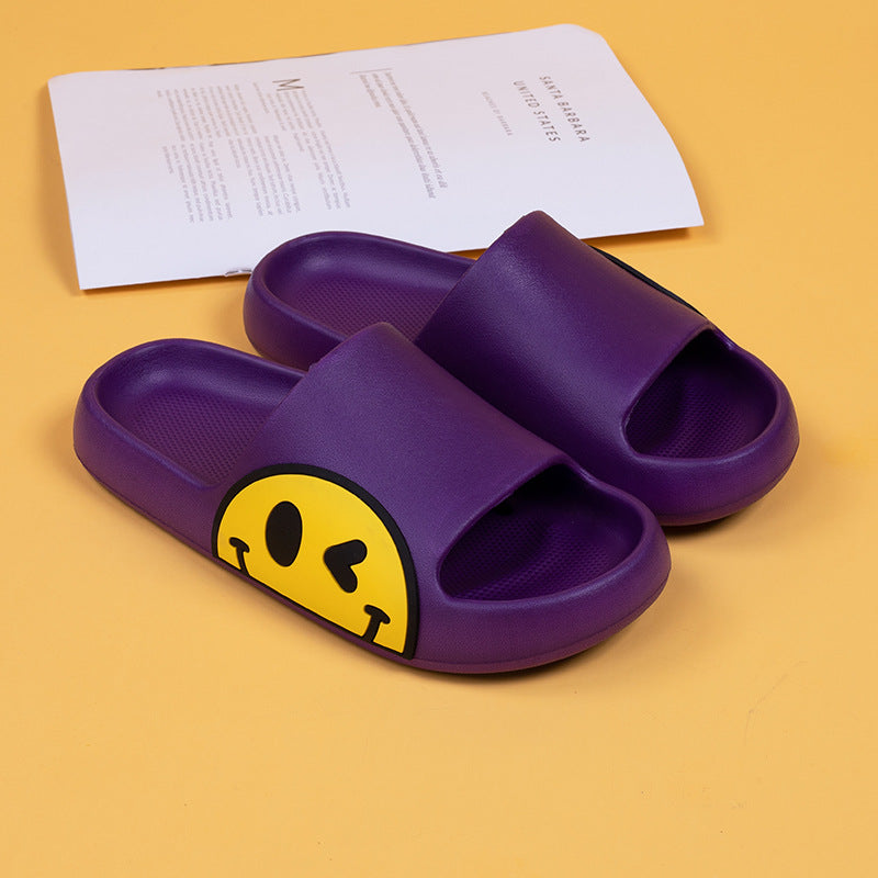 Cute Smiley Face Home Girls Boys Couple Parent-Child Summer Cartoon Smiley Sandals