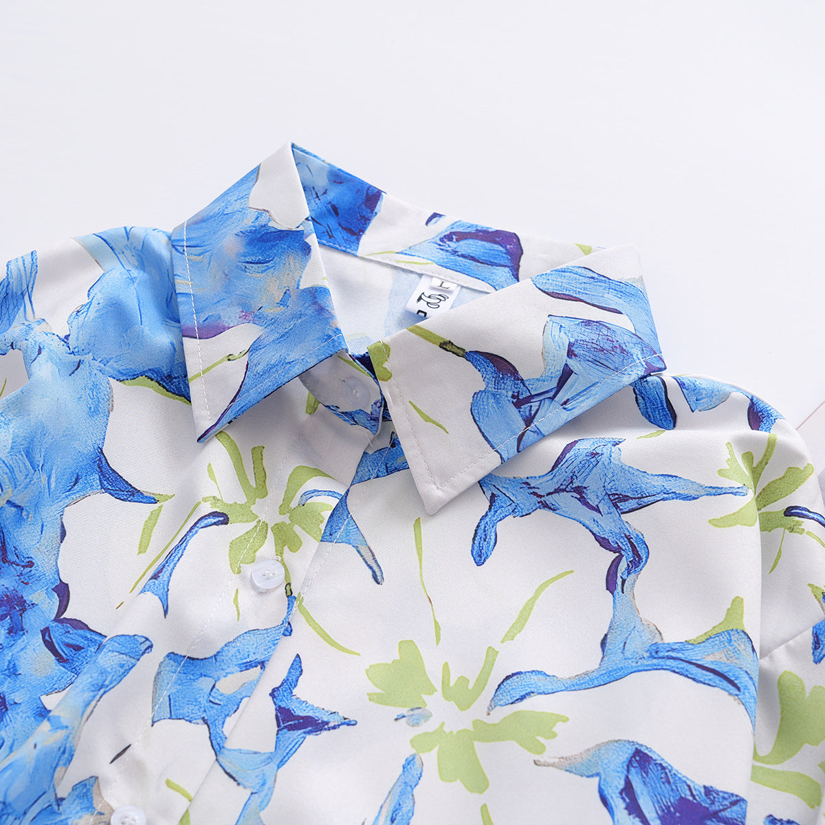 Camisa suelta de manga larga con estampado floral y cuello para mujer