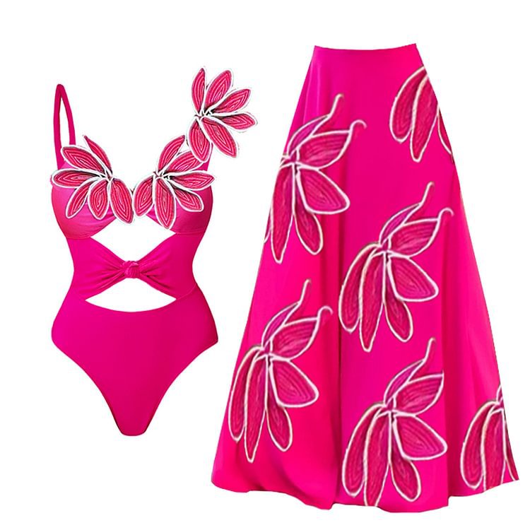 Maillot de bain à découpes florales 3D pour femmes