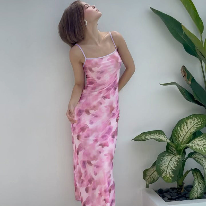 Robe Sexy à bretelles Spaghetti, imprimé Floral, coupe cintrée, été, hanche pour femmes